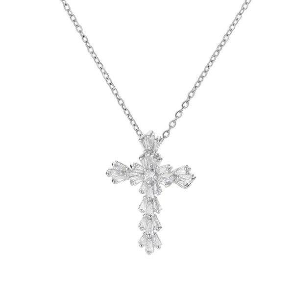 Planet Gates N05330P / 45cm / CHINA Zircon Cross Pendant Necklace for Women Gold Color Stainless Steel Collar Neckalces 2024 Trend Goth Party Wedding Jewelry Gifts