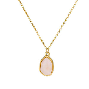 Planet Gates N06429G / 45cm / CHINA Fashion Stone Opal Oval Necklace For Women Stainless Steel Gold Color Oval Stone Pendant Necklace Wedding Aesthetic Jewelry Gift