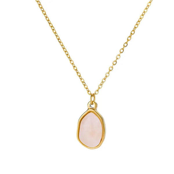 Planet Gates N06429G / 45cm / CHINA Fashion Stone Opal Oval Necklace For Women Stainless Steel Gold Color Oval Stone Pendant Necklace Wedding Aesthetic Jewelry Gift