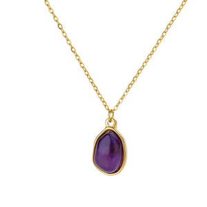 Planet Gates N06429G / 45cm / CHINA Fashion Stone Opal Oval Necklace For Women Stainless Steel Gold Color Oval Stone Pendant Necklace Wedding Aesthetic Jewelry Gift