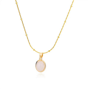 Planet Gates N06429G / 45cm / CHINA Fashion Stone Opal Oval Necklace For Women Stainless Steel Gold Color Oval Stone Pendant Necklace Wedding Aesthetic Jewelry Gift