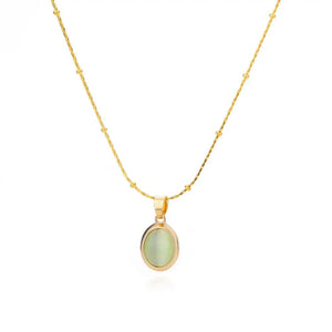 Planet Gates N06429G / 45cm / CHINA Fashion Stone Opal Oval Necklace For Women Stainless Steel Gold Color Oval Stone Pendant Necklace Wedding Aesthetic Jewelry Gift