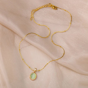 Planet Gates N06429G / 45cm / CHINA Fashion Stone Opal Oval Necklace For Women Stainless Steel Gold Color Oval Stone Pendant Necklace Wedding Aesthetic Jewelry Gift