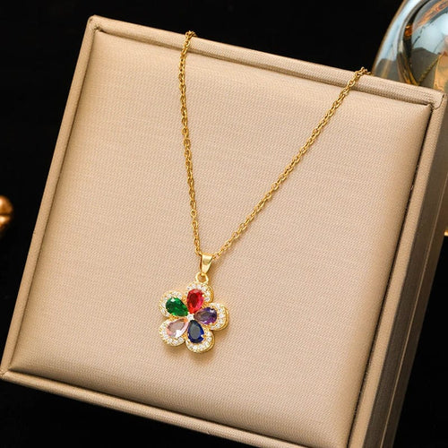 Planet Gates N227 EILIECK 316L Stainless Steel Pearl Zircon Pendant Necklace For Women Girl Fashion Waterproof Collar Neck Chain Jewelry Gift