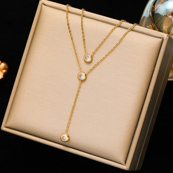 Planet Gates N257 EILIECK 316L Stainless Steel Pearl Zircon Pendant Necklace For Women Girl Fashion Waterproof Collar Neck Chain Jewelry Gift