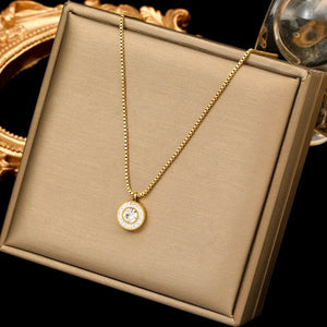 Planet Gates N272 EILIECK 316L Stainless Steel Pearl Zircon Pendant Necklace For Women Girl Fashion Waterproof Collar Neck Chain Jewelry Gift