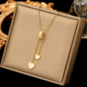 Planet Gates N274 EILIECK 316L Stainless Steel Pearl Zircon Pendant Necklace For Women Girl Fashion Waterproof Collar Neck Chain Jewelry Gift