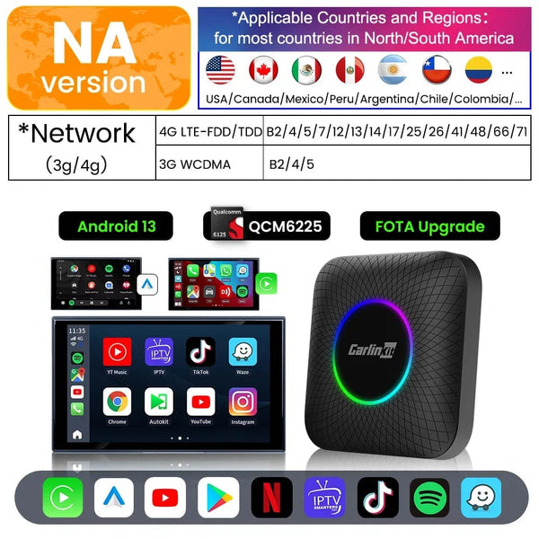 Planet Gates NA / 8GB RAM 128GB ROM / GERMANY Carlinkit Android 13 Tv Box LED 8+128GB CarPlay Wireless Android Auto Wireless Adapter Support Youtube Netfilx IPTV Spotify GPS
