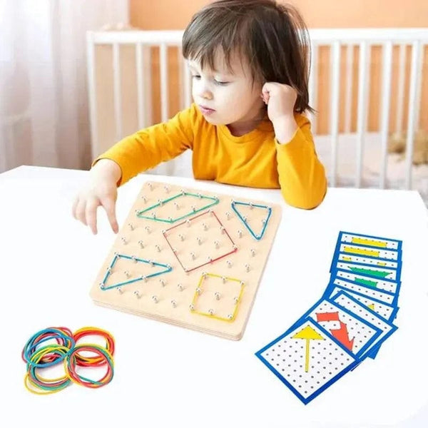 Planet Gates Nailboard Set Montessori Educational Kids Baby Creative Toy Graphics Math Pattern Blocks Geo Board Rubber Bands Wooden Nail Boards Set