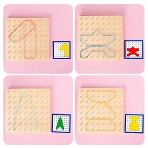 Planet Gates Nailboard Set Montessori Educational Kids Baby Creative Toy Graphics Math Pattern Blocks Geo Board Rubber Bands Wooden Nail Boards Set