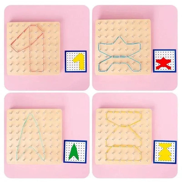 Planet Gates Nailboard Set Montessori Educational Kids Baby Creative Toy Graphics Math Pattern Blocks Geo Board Rubber Bands Wooden Nail Boards Set