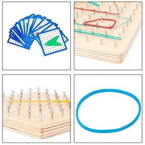 Planet Gates Nailboard Set Montessori Educational Kids Baby Creative Toy Graphics Math Pattern Blocks Geo Board Rubber Bands Wooden Nail Boards Set