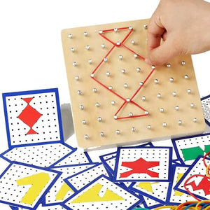 Planet Gates Nailboard Set Montessori Educational Kids Baby Creative Toy Graphics Math Pattern Blocks Geo Board Rubber Bands Wooden Nail Boards Set