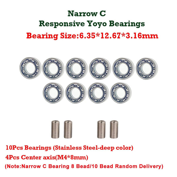 Planet Gates Narrow C 10PCS Yoyo Bearing 10Pcs/Bag UR188 R188 Responsive Unresponsive Bearings for YoYo Professional Metal Ball Bearing Parts