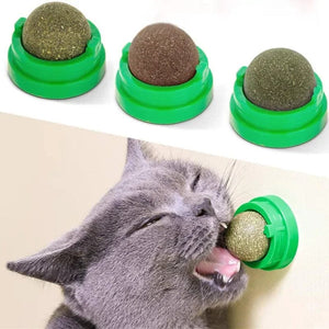 Planet Gates Natural Catnip Cat Wall Stick-on Ball Toy Scratchers Treats Healthy Natural Removes Balls to Promote Digestion Cat Grass Snack