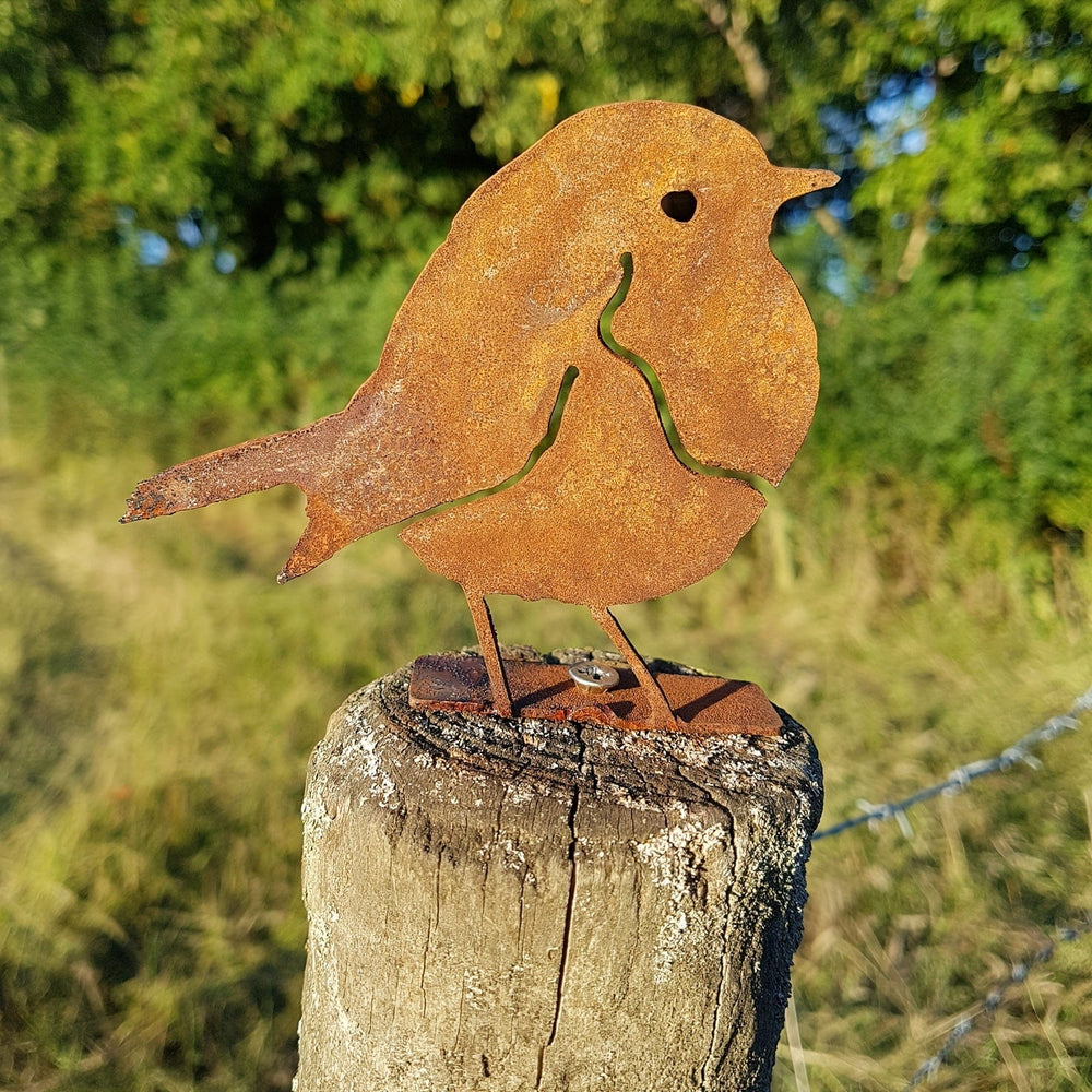 Planet Gates Natural Rust 1pc Rusted Metal Robin Outdoor Decoration, Natural Rusted And Corroded Outdoor Decorative Bird Crafts, For Garden, Fence, Yard, Backyard Decoration