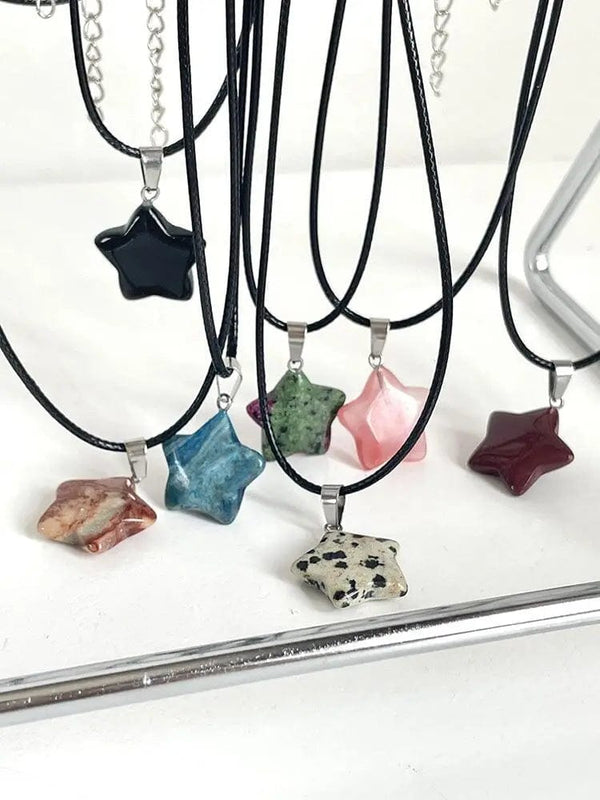 Planet Gates Natural Stone Hexagon Pendant Necklace Crystal Rose Quartz Opal Star for Women Fluorite Lapis Bullet Pendulum Trend Jewelry Gift