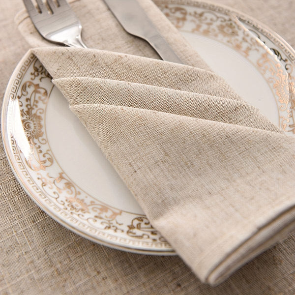 Planet Gates Natural Wooden Color / 40.64cm*40.64cm 6pcs Soft Linen Cloth Napkins for Weddings, Birthdays, and Parties - 16x16 Inches/40x40cm - Durable and Absorbent Fabric for Dining Table Decor