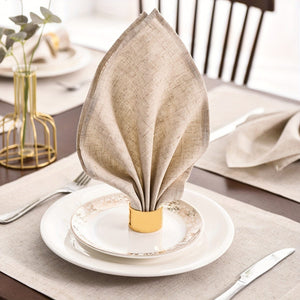 Planet Gates Natural Wooden Color / 40.64cm*40.64cm 6pcs Soft Linen Cloth Napkins for Weddings, Birthdays, and Parties - 16x16 Inches/40x40cm - Durable and Absorbent Fabric for Dining Table Decor