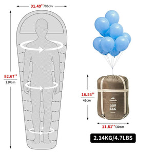 Planet Gates Naturehike Sleeping Bag MJ300 -1℃ Lightweight MJ600 -12℃ Mummy Sleeping Bag Outdoor Camping Cotton Winter Sleeping Bag