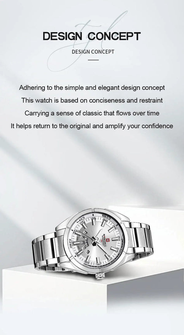 Planet Gates NAVIFORCE Classic Casual Watch for Men Stainless teel Sport Waterproof Male Watches Quartz Date Display Clock  Relogio Masculino