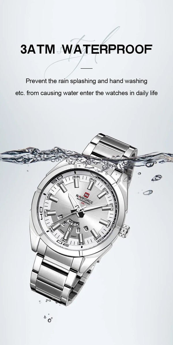 Planet Gates NAVIFORCE Classic Casual Watch for Men Stainless teel Sport Waterproof Male Watches Quartz Date Display Clock  Relogio Masculino