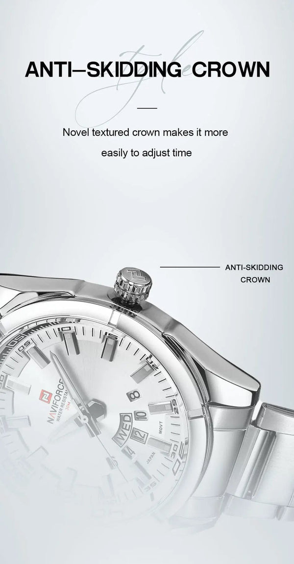 Planet Gates NAVIFORCE Classic Casual Watch for Men Stainless teel Sport Waterproof Male Watches Quartz Date Display Clock  Relogio Masculino