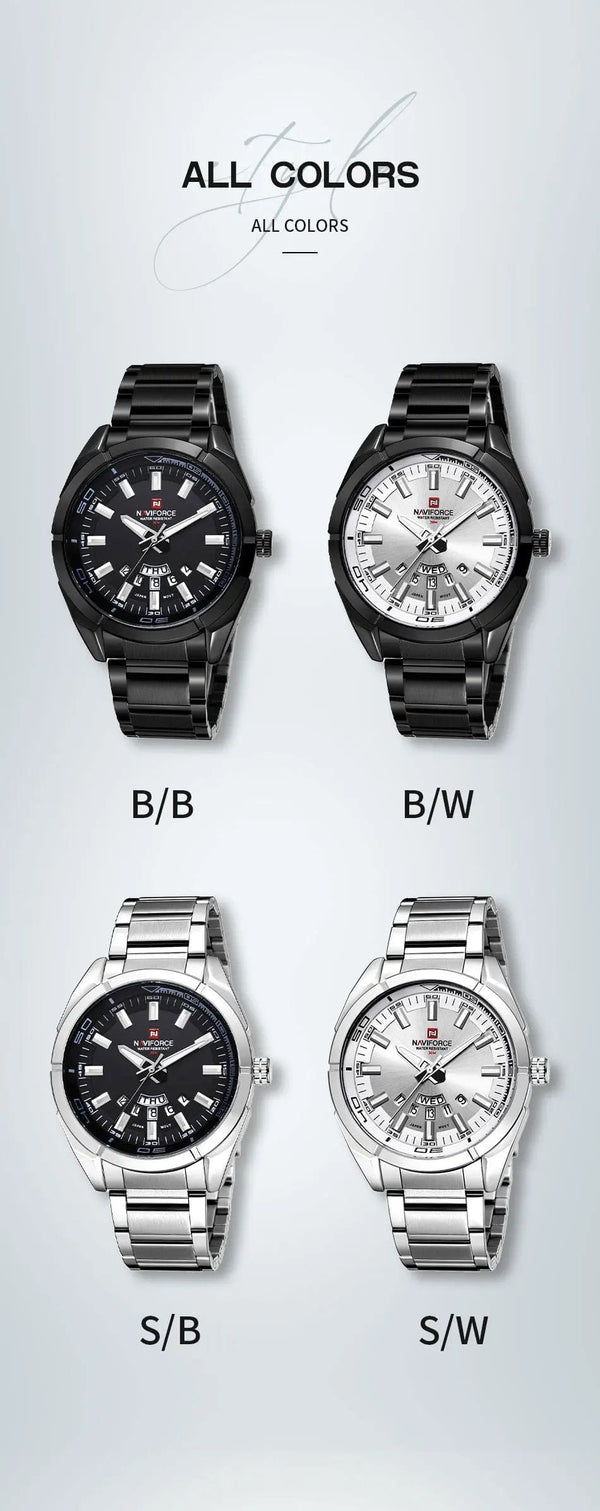 Planet Gates NAVIFORCE Classic Casual Watch for Men Stainless teel Sport Waterproof Male Watches Quartz Date Display Clock  Relogio Masculino