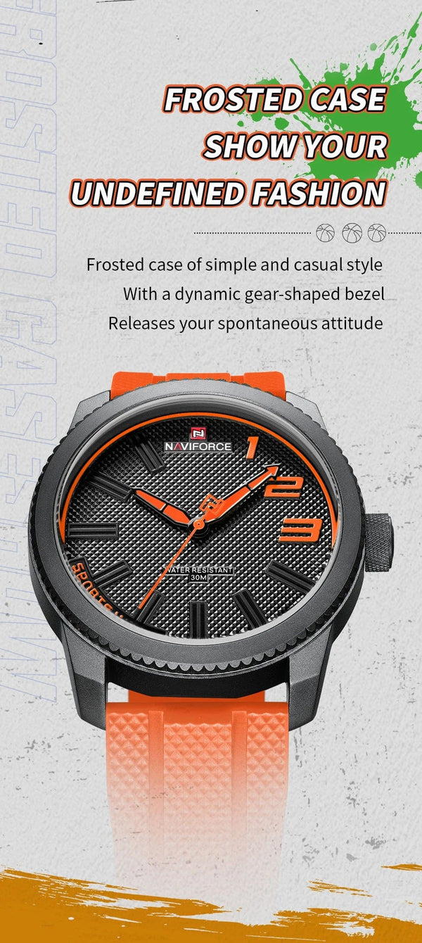 Planet Gates NAVIFORCE Top Luxury Brand Quartz Watch Men Silicone Strap Military Watches 30ATM Waterproof Wristwatch Relogio Masculino 2022
