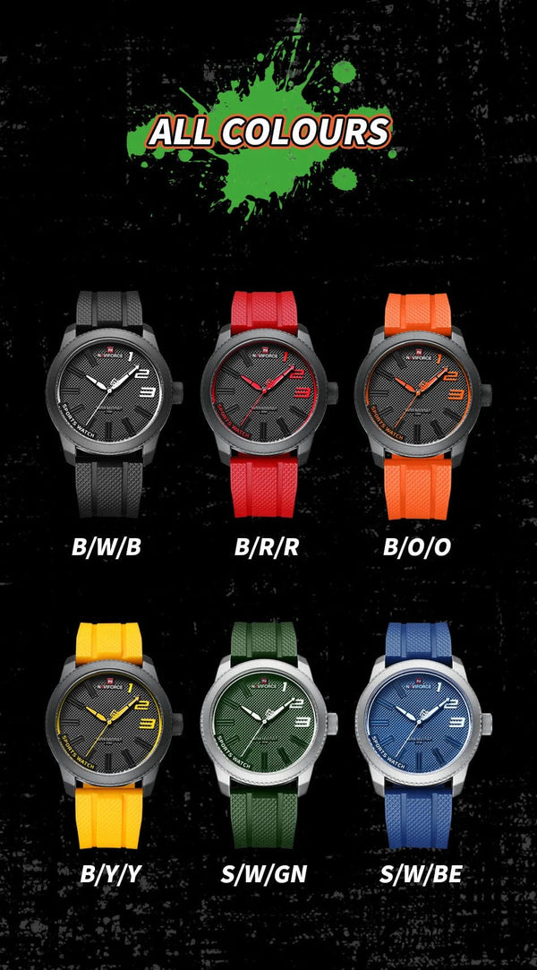 Planet Gates NAVIFORCE Top Luxury Brand Quartz Watch Men Silicone Strap Military Watches 30ATM Waterproof Wristwatch Relogio Masculino 2022