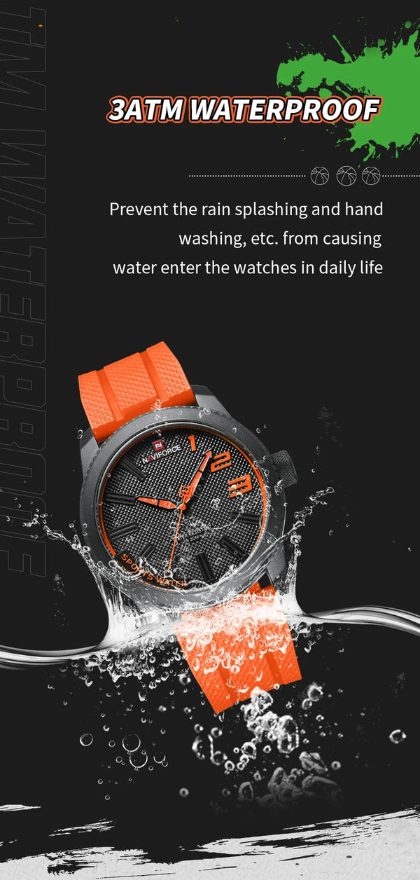 Planet Gates NAVIFORCE Top Luxury Brand Quartz Watch Men Silicone Strap Military Watches 30ATM Waterproof Wristwatch Relogio Masculino 2022