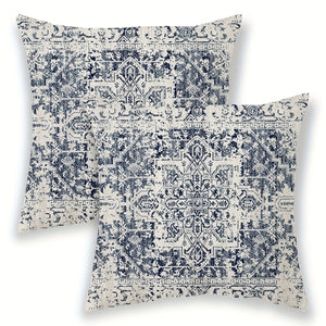 Planet Gates Navy Blue 2pcs Boho Blue Throw Pillow Cover, Bohemia Ethnic Style Carpet Pattern Cushion Case For Sofa Couch, Home Decor, 45.72x45.72 Cm