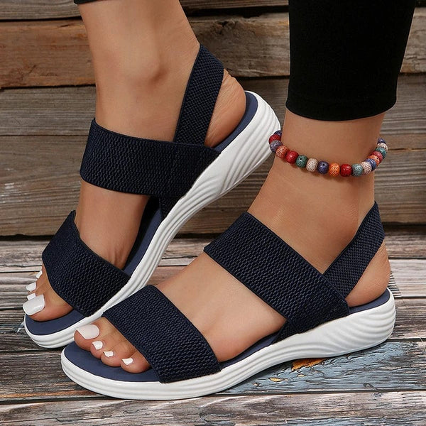 Planet Gates Navy blue / 40 Women's Knit Elastic Cloth Wedge Sandals Slip On Lightweight Walking Sandals Women Plus Size Comfortable Summer Shoes Woman 2023