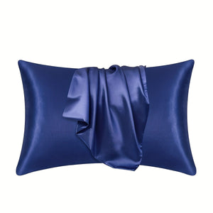 Planet Gates Navy blue color / 35cm*50cm 1pc Satin Solid Color Pillowcase, Soft Pillow Cover With Envelope Closure For Bedroom, Bedding Supplies, Without Filler