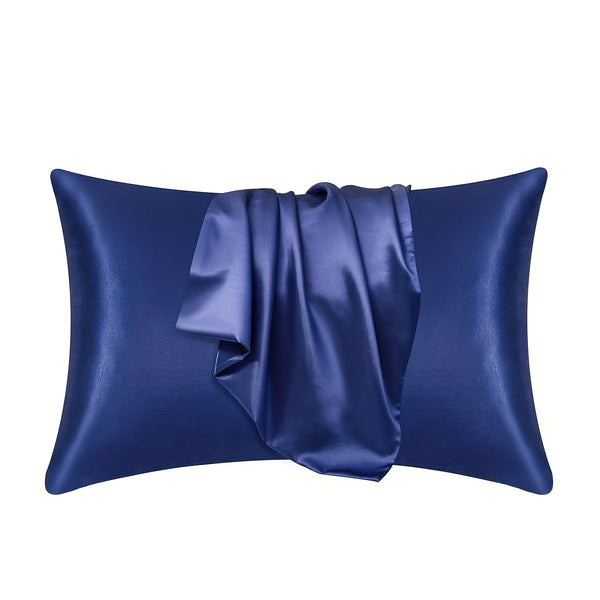 Planet Gates Navy blue color / 35cm*50cm 1pc Satin Solid Color Pillowcase, Soft Pillow Cover With Envelope Closure For Bedroom, Bedding Supplies, Without Filler