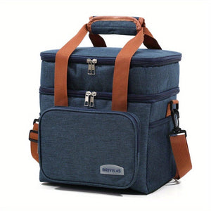 Planet Gates Navy Blue [double Layer] Reusable Double-Layer Insulated Lunch Bag - Perfect For Work, Picnic, School Or Travel!
