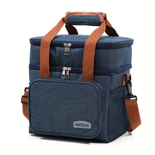 Planet Gates Navy Blue [double Layer] Reusable Double-Layer Insulated Lunch Bag - Perfect For Work, Picnic, School Or Travel!