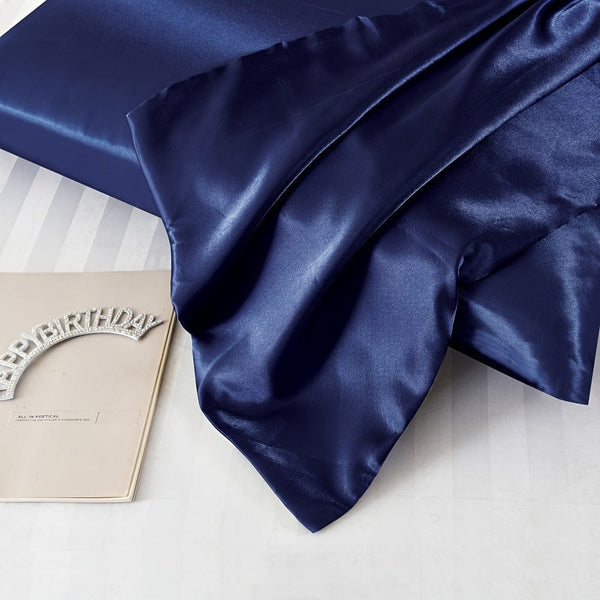 Planet Gates Navy Blue / Standard (20"x26") 2pcs Satin Pillowcase, Soft And Smooth Texture, Satin Solid Color Envelope Pillowcases, Reduce Hair Breakage Prevent Wrinkles