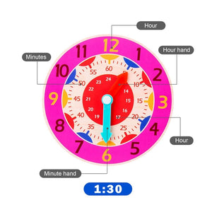 Planet Gates NB111C2 Kids Montessori Wooden Clock Toys Time Learning Teaching Aids Educational Toys For Children Primary School Clever Board Toy