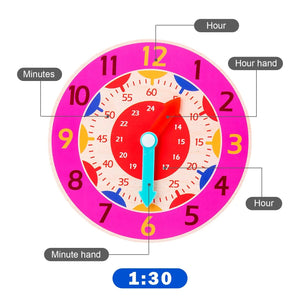 Planet Gates NB111C2 Kids Montessori Wooden Clock Toys Time Learning Teaching Aids Educational Toys For Children Primary School Clever Board Toy