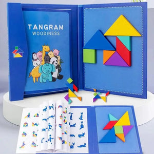 Planet Gates NB138C1 Magnetic 3D Puzzle Book Geometric Shapes Tangram Jigsaw Board Kids Montessori Games Baby Educational Wooden Toys Gifts For Kids