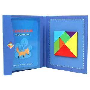 Planet Gates NB138C1 Magnetic 3D Puzzle Book Geometric Shapes Tangram Jigsaw Board Kids Montessori Games Baby Educational Wooden Toys Gifts For Kids