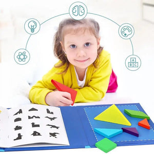 Planet Gates NB138C1 Magnetic 3D Puzzle Book Geometric Shapes Tangram Jigsaw Board Kids Montessori Games Baby Educational Wooden Toys Gifts For Kids