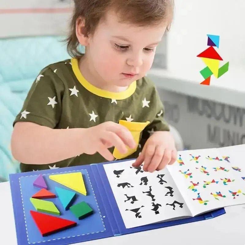Planet Gates NB138C1 Magnetic 3D Puzzle Book Geometric Shapes Tangram Jigsaw Board Kids Montessori Games Baby Educational Wooden Toys Gifts For Kids