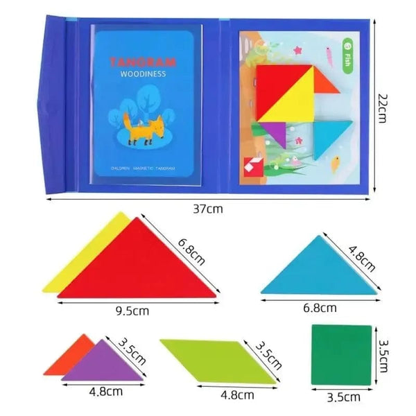 Planet Gates NB138C1 Magnetic 3D Puzzle Book Geometric Shapes Tangram Jigsaw Board Kids Montessori Games Baby Educational Wooden Toys Gifts For Kids
