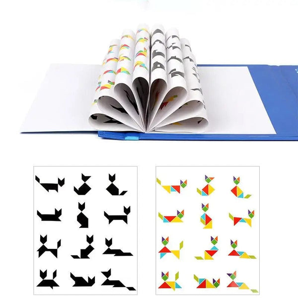 Planet Gates NB138C1 Magnetic 3D Puzzle Book Geometric Shapes Tangram Jigsaw Board Kids Montessori Games Baby Educational Wooden Toys Gifts For Kids