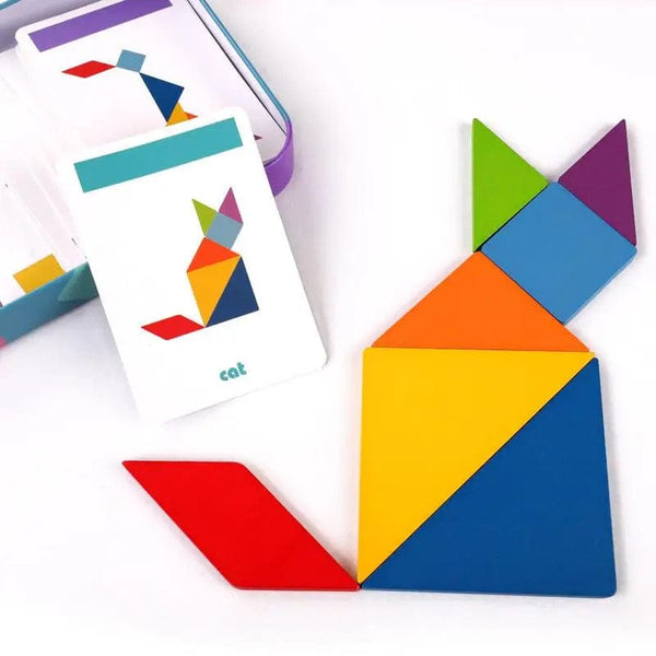 Planet Gates NB138C1 Magnetic 3D Puzzle Book Geometric Shapes Tangram Jigsaw Board Kids Montessori Games Baby Educational Wooden Toys Gifts For Kids