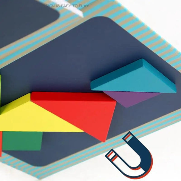 Planet Gates NB138C1 Magnetic 3D Puzzle Book Geometric Shapes Tangram Jigsaw Board Kids Montessori Games Baby Educational Wooden Toys Gifts For Kids