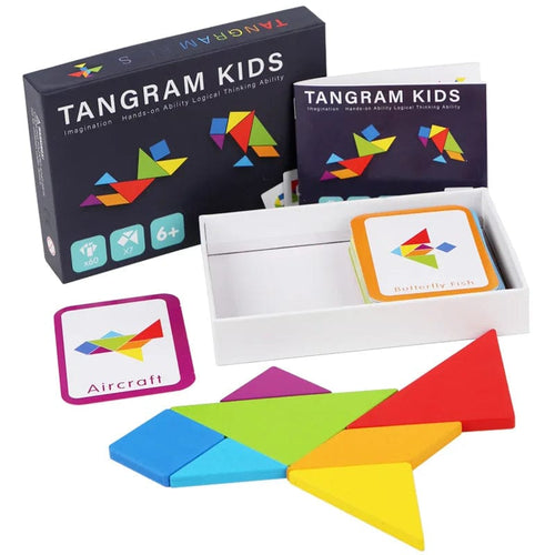Planet Gates NB180C1 Wooden Tangram Jigsaw Puzzles Board Games Kids Montessori Educational Toys Children Kindergarten Geometric Shape Teaching Aids