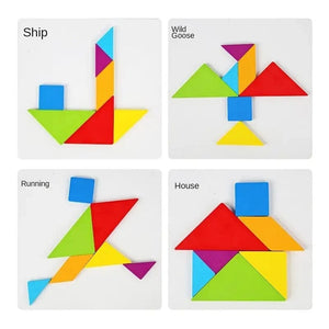 Planet Gates NB180C1 Wooden Tangram Jigsaw Puzzles Board Games Kids Montessori Educational Toys Children Kindergarten Geometric Shape Teaching Aids
